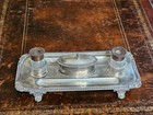 Silverplate Double Inkwell Footed