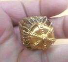 Vintage Gold Filigree Ormolu Miniature Glass Perfume Bottle