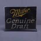 Vintage Miller Genuine Draft Beer Sign Tabletop Light Up Usa Electriglas Black
