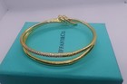 Christmas Gifts tiiffany co 18k yellow Gold Bangle Bracelet Solid Diamond 7 Inch