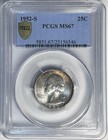 1952-s Pcgs Ms67 Washington Quarter  25c Amazing Toning Super Choice Color