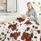  Cow Print Throw Blanket Non Shedding Milkyplush Fleece Throw  50  X 60   Brown