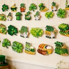 16pcs St patrick s Day Hanging Green Shamrock Pot Of Gold With Rainbow Four 