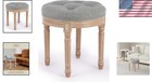 Stylish French Vintage Round Ottoman Stool - Comfortable 18