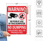 Large Warning No Dumping Dumpster Not For Public Use Sign  14 X 10 Inches No Dum