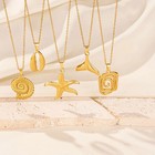 1pc Real Gold Plated Stainless Steel Starfish Conch Shell Pendant Women Necklace