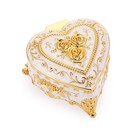 Vintage Metal Jewelry Box - Heart Shape Trinket Organizer Ring Box Case With Ros