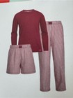 Calvin Klein Kids 3-piece Pajama Set In Burgundy And White