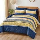  Boho Comforter Set 7 Pieces Navy Blue And Yellow Comforter King Blue-yellow