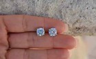 4ct Round Cut Lab Created Diamond Solitaire Stud Earrings 14k White Gold Plated