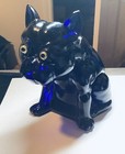 Westmoreland Cobalt Blue French Large Glass Bulldog Figure Doorstop 6 3 4 Inches