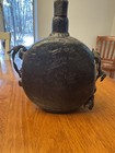 Old Mongolian Wood Leather Parchment Wrapped Travel Water Wine Bottle 