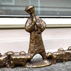 Vintage Brutalist Modernist The Good Shepherd Brass Sculpture Made In Germany