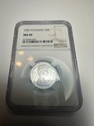 1967 Canada Silver 25 Cents Ms 60 Ngc  Beautiful Gem Coin
