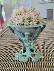 Vintage Patina d Brass Orb Or Sphere Holder  Plant Pot Stand  Crystal Ball Stand