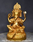10 2  old Tibet Nepal Bronze Gilt Ganesh Lord Ganesha Elephant God Buddha Statue