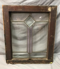 Antique Vtg 9 Lite Leaded Glass 18x21 Window Sash Amethyst Clear Glass 810-25b