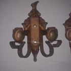 Pair Antique Floral Double Tulip Wall Sconce Light Fixture Art-deco Cast Iron