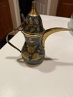Vintage  Islamic Middle Eastern  Brass Dallah Coffee Pot Intricate Etched Floral
