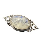 Vintage Moonstone Brooch Sterling Silver Nepal Filigree 25mm Oval