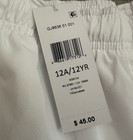 New Lacoste Sport White Athletic Elastic Shorts Youth 12 Crocodile Logo