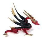 Hand Blown Glass Dragon Medieval Red   Black With Gold Figurine Crystal Decor