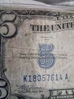 1934 A  Circulated  5 Silver Certificate Blue Seal Serial  k18057614 A