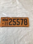 Montana State License Plate 1922