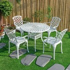 5 Pcs Patio Furniture Dining Set Outdoor Table 4 Chairs Bistro Set Black white