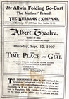 Berlin  Nh 1907- Albert Theatre Program  4 Pages  7 Local Ads  New Hampshire