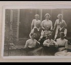 Antique Vintage Photo 1910s Family Group Portrait Fashion Porch Black White  Vtg