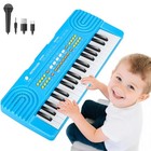 37 Key Electronic Keyboard Piano Toy For Kids With Microphone   Portable  Blue