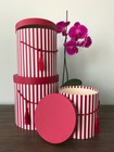 Premium Quality Round Flower Box  Floral Gift Box  Set Of 3 Pcs  With Stripes