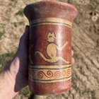 Beautiful Original Nazca Polychrome Vessel     Mythical Being 6 7 8   tall Q601