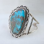 Vintage Navajo Sterling Silver Natural Turquoise Statement Cuff Bracelet 28 5g