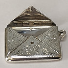 Antique Sterling Silver Hand Engraved Stamp Holder Pendant 30x22 5mm 5 89grams