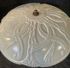 Vintage Art Deco Embossed White Glass Ceiling Light Fixture Flush Hobnail Base