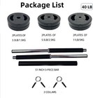 Barbell 40 Lb Weight Set With Bar For Home Fitness Gym Full Body Workout