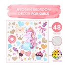 Unicorn Wall Art Decals Gift Girls Kids Room D  cor Stickers Bedroom 48pc