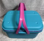 Vintage Eagle Craftstor Sewing Craft Storage Organizer Tote Bin Teal Purple Pink