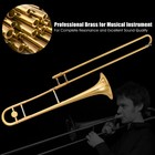 B Flat Trombone Gold Brass With Mouthpiece Case Gloves For Beginners Students