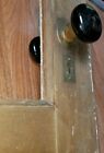 Black Porcelain Glass Door Knobs Mortise Lock Skeleton Escutcheon Victorian Vtg