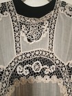 Antique Edwardian Hand  Embroidered Lace Dress Filet Crochet  Vintage