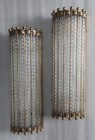 Vintage Art Deco Brass  ribbed Glass Rod Light Fixture Wall Sconces Lamp Antique