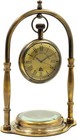 Vintage Nautical Compass Table Clock  Antique Brass  Decorative Home Office Acce
