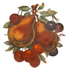 Unmarked Vintage Hand Painted Dish 8 5   Fruit Pears Grapes Cherries