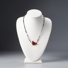 Pyu Southeast Asian Multicolor Glass Beads Necklace With Carnelian Bird Pendant