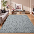 3x5 Grey Washable Area Rug For Bedroom  Modern Geometric Shag Non-slip Living   