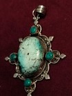 Vintage Native American Navajo Sterling Silver Turquoise Pendant 925
