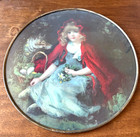 Vintage Stove Pipe Chimney 9  Glass Flue Cover With Red Ridinghood And The Wolf